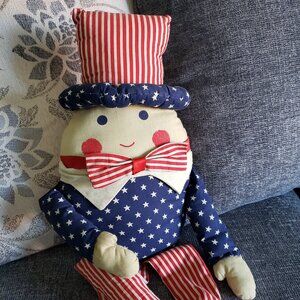 Vintage Handmade Patriotic Uncle Sam Humpty Dumpty Cloth Doll.